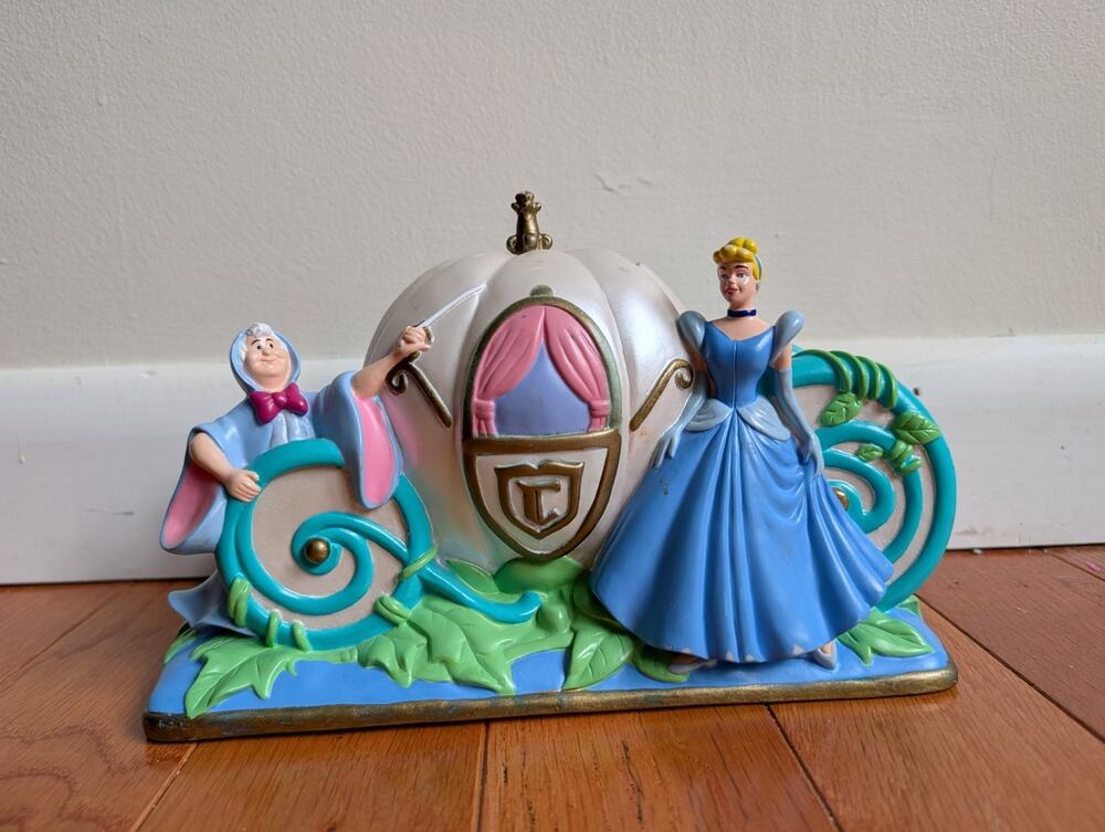 Disney Cinderella Pumpkin Carriage Vintage Money Bank Fairy Godmother PVC